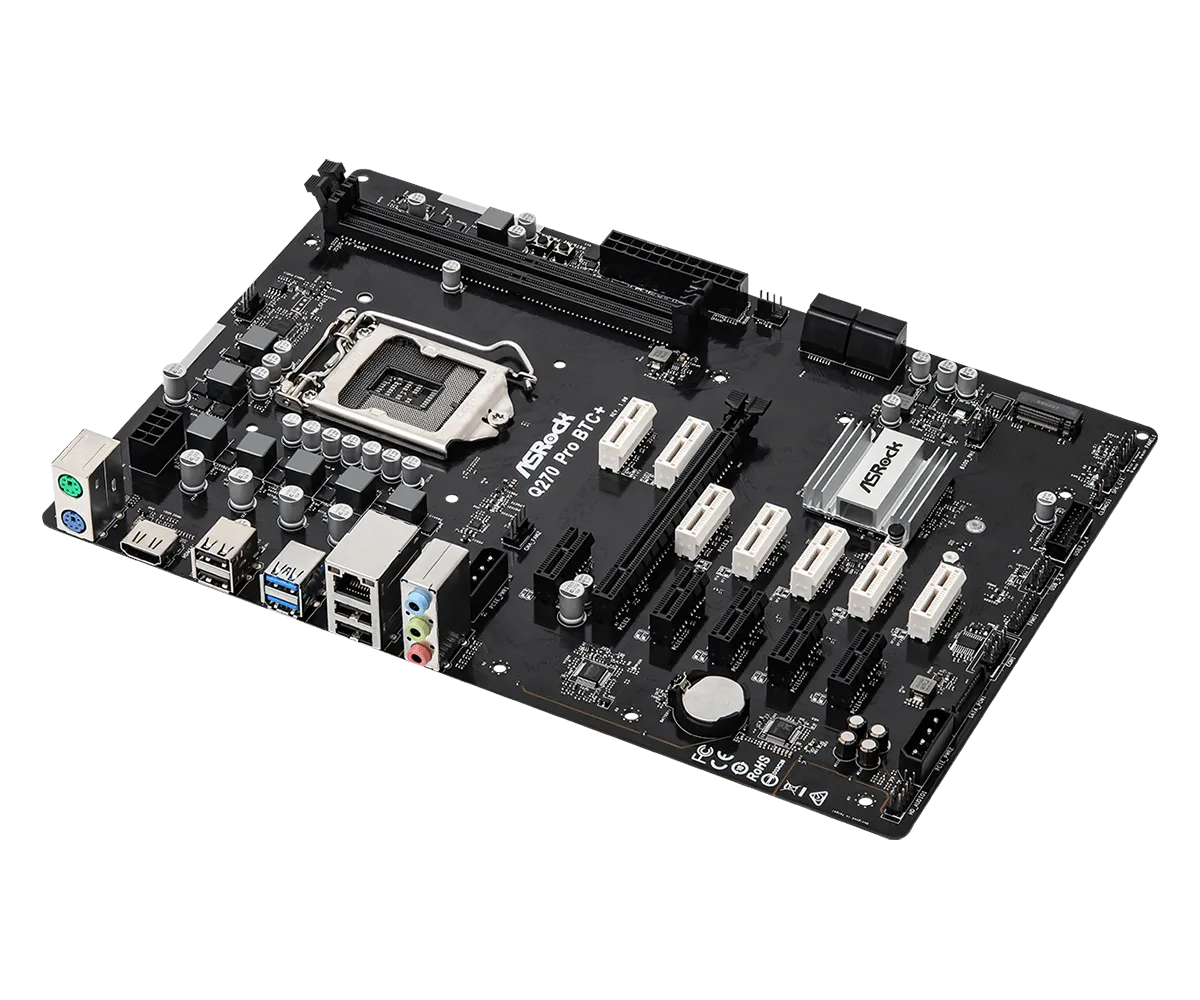 ASRock Motherboard Q270 Pro BTC+ Intel 6th | 7th | 8th | 9th Gen (Big Cabinet Required) view 5